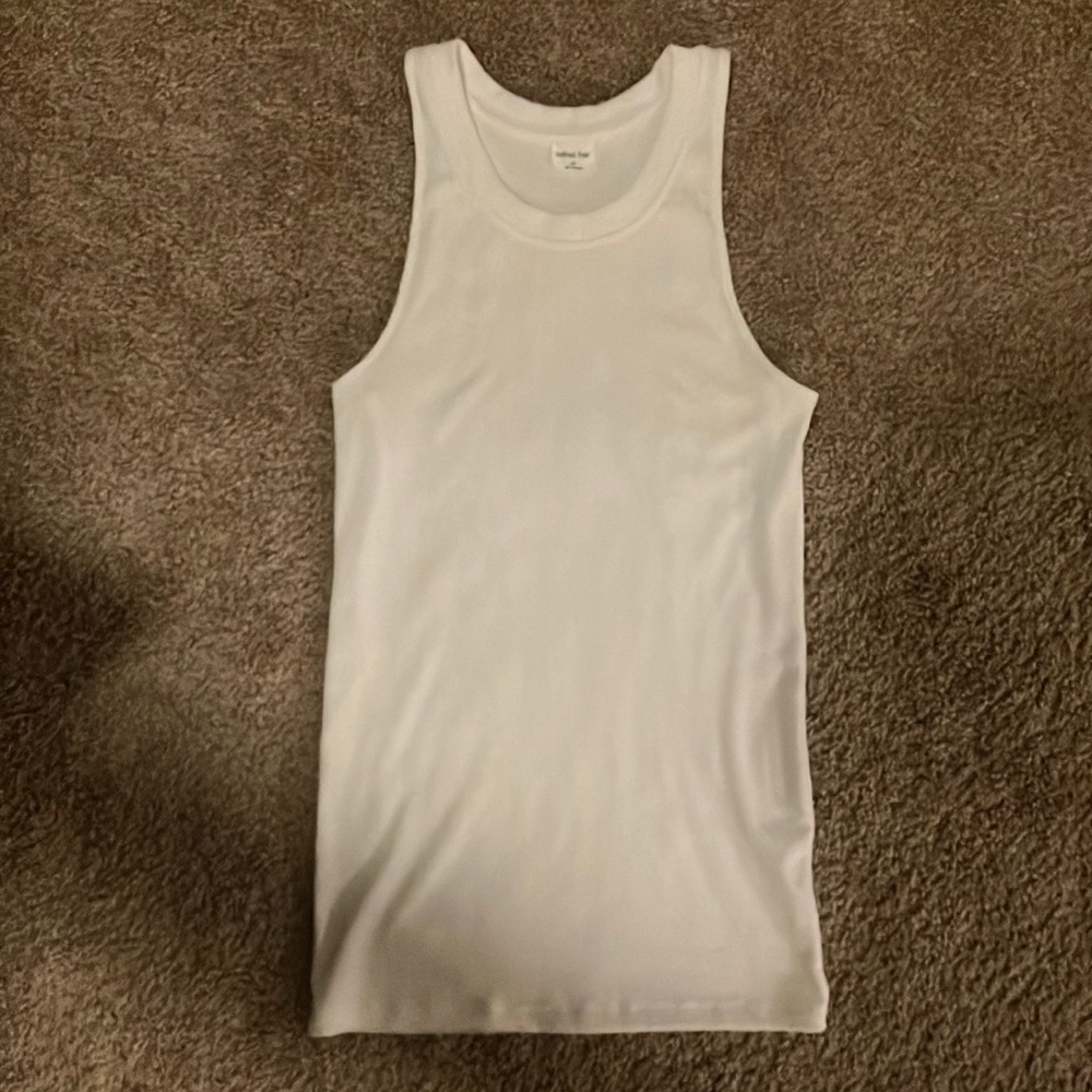 Aritzia Wilfred Free White Go-To Ribbed Racerback Tank Top